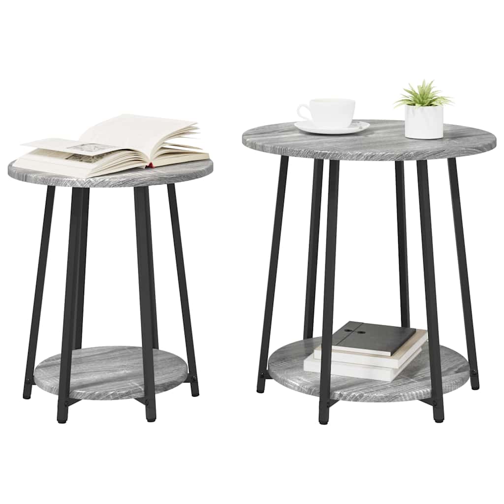 Set măsuțe laterale 2 pcs Gri sonoma și Negru 50 x 50 x 51 cm GartenMobel Dekor