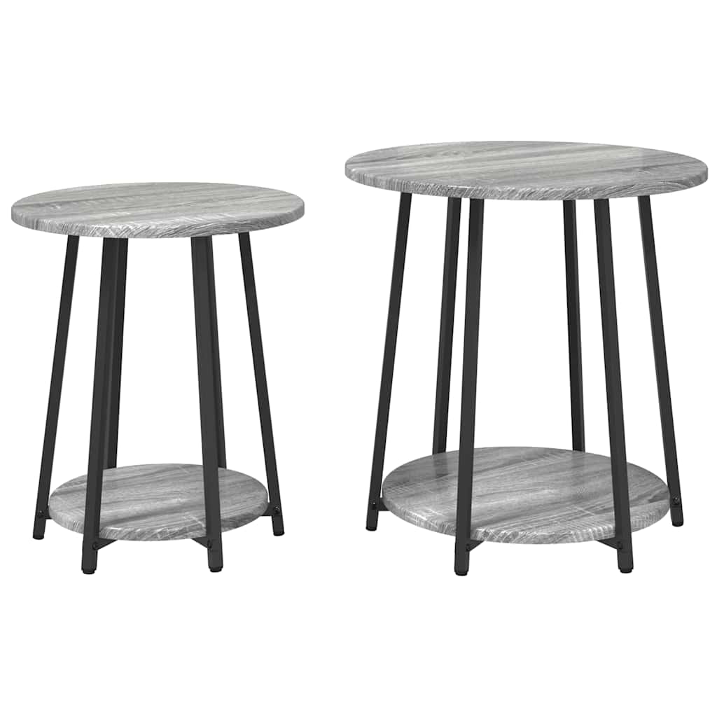 Set măsuțe laterale 2 pcs Gri sonoma și Negru 50 x 50 x 51 cm GartenMobel Dekor