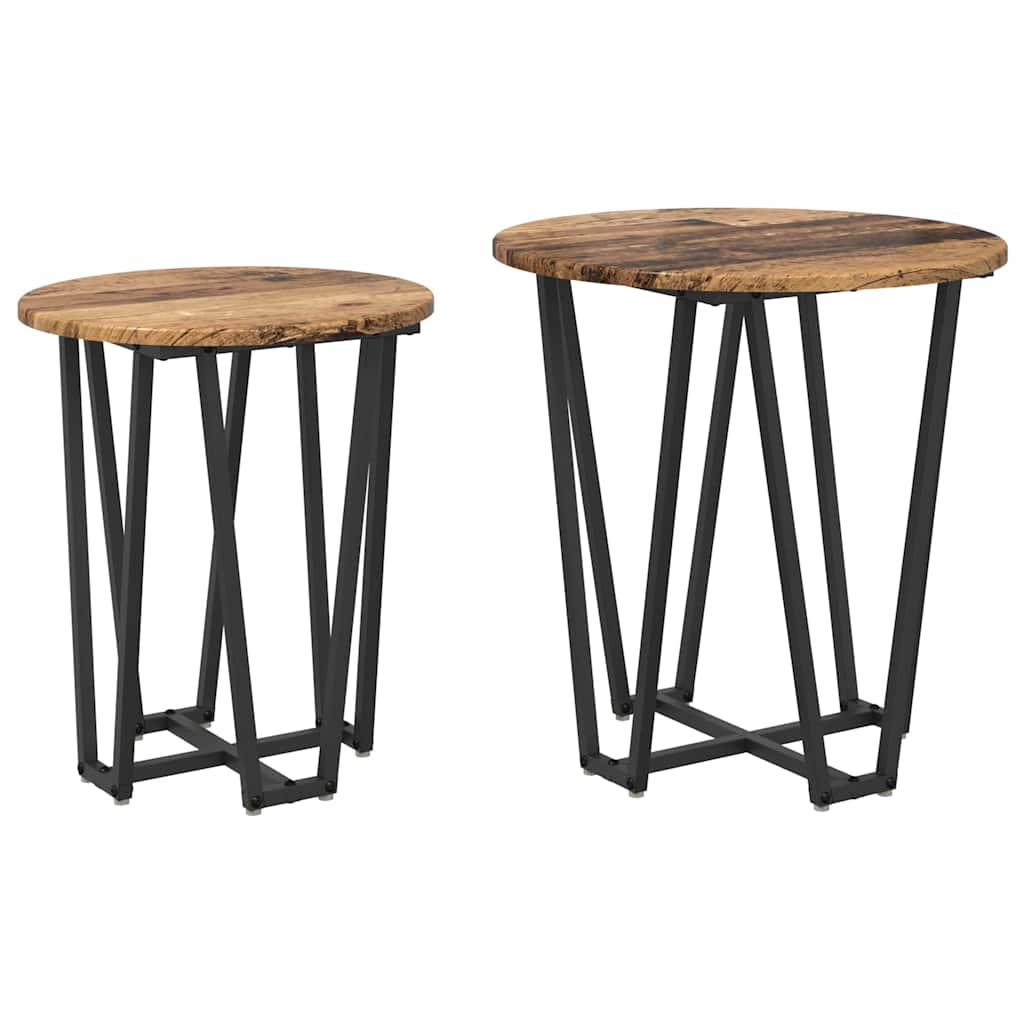 Set măsuțe laterale 2 pcs Lemn vechi și Negru 50 x 50 x 50.5 cm GartenMobel Dekor