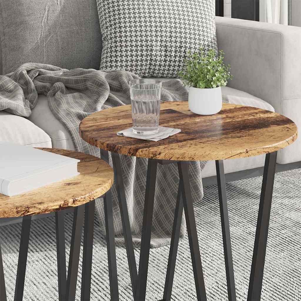 Set măsuțe laterale 2 pcs Lemn vechi și Negru 50 x 50 x 50.5 cm GartenMobel Dekor