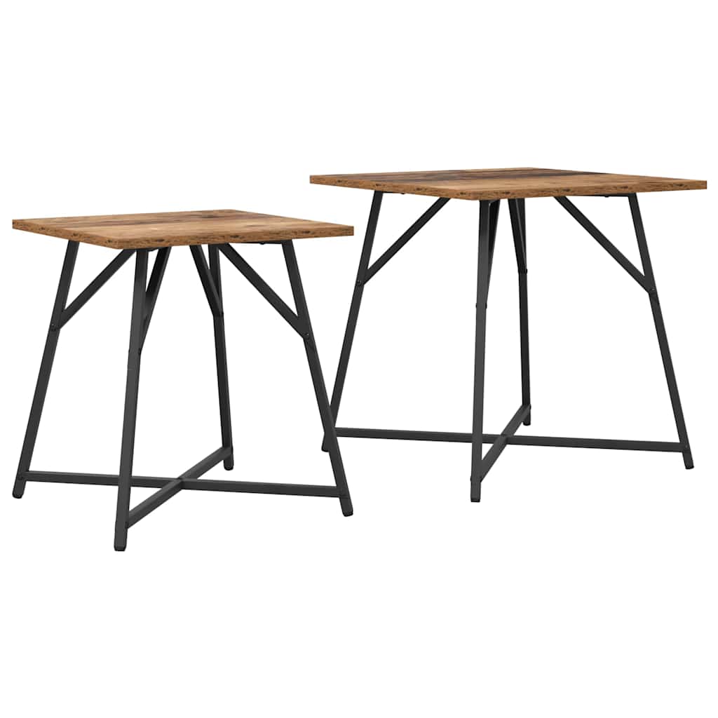 Set măsuțe laterale 2 pcs Lemn vechi și Negru 50 x 50 x 50 cm GartenMobel Dekor