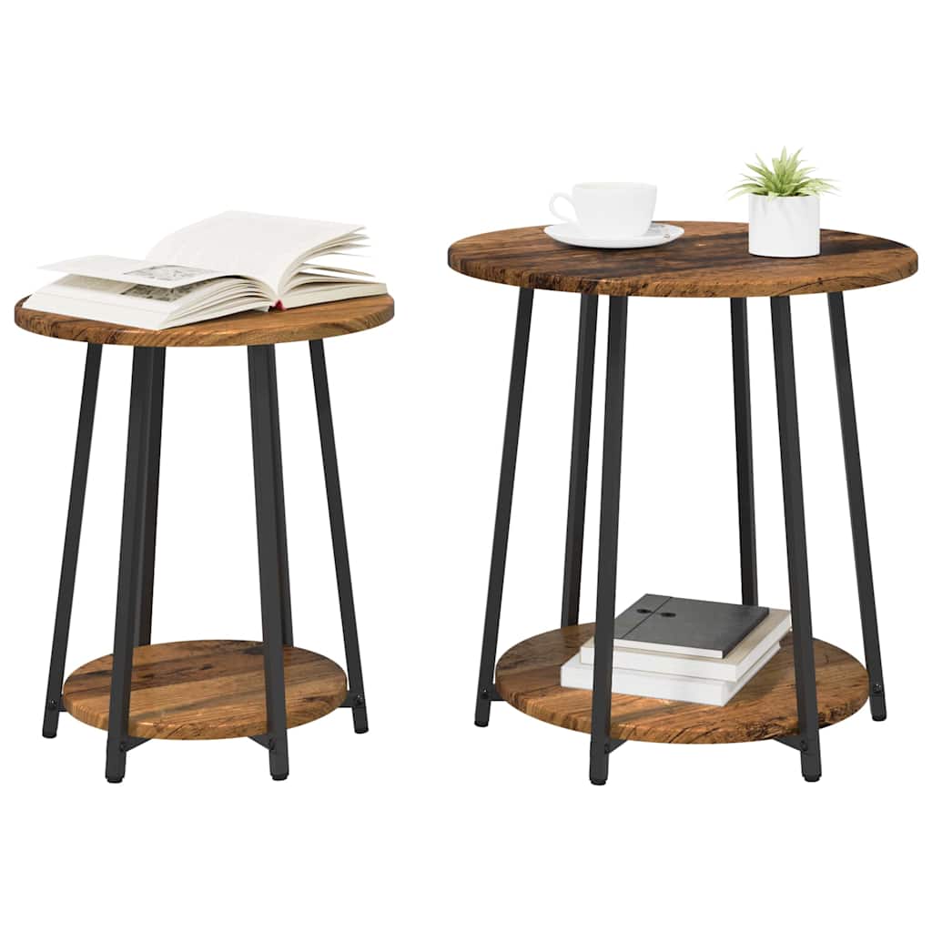 Set măsuțe laterale 2 pcs Lemn vechi și Negru 50 x 50 x 51 cm GartenMobel Dekor