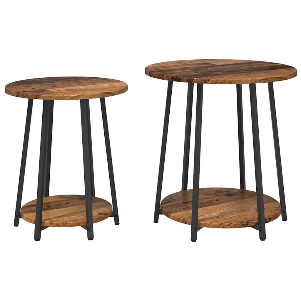 Set măsuțe laterale 2 pcs Lemn vechi și Negru 50 x 50 x 51 cm GartenMobel Dekor
