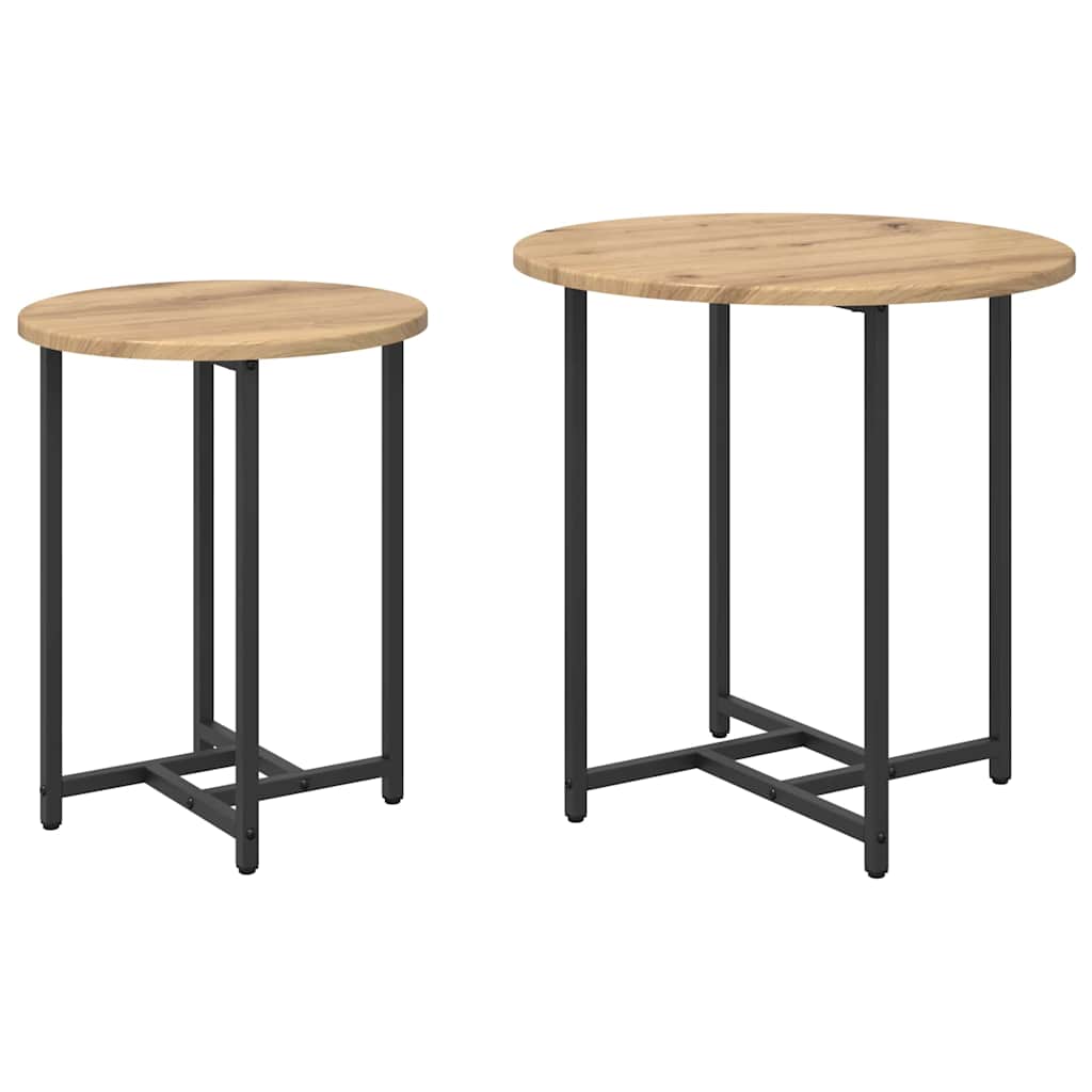 Set măsuțe laterale 2 pcs Stejar Artisan și Negru GartenMobel Dekor