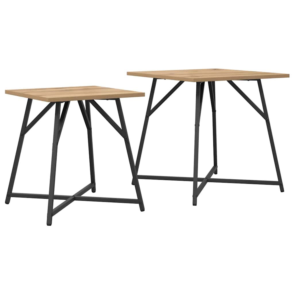 Set măsuțe laterale 2 pcs Stejar Artisan și Negru GartenMobel Dekor