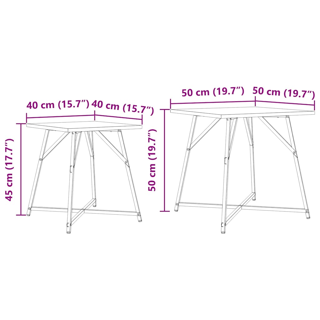 Set măsuțe laterale 2 pcs Stejar Artisan și Negru GartenMobel Dekor