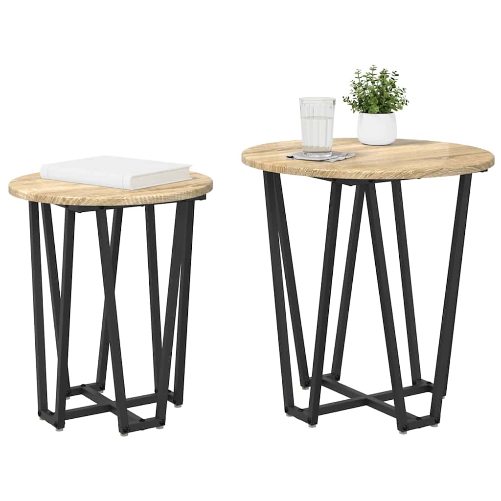 Set măsuțe laterale 2 pcs Stejar Sonoma și Negru GartenMobel Dekor
