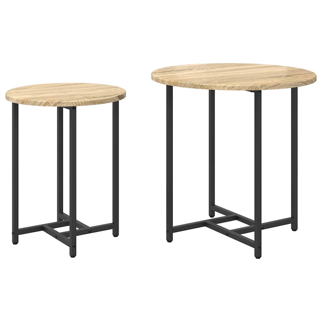 Set măsuțe laterale 2 pcs Stejar Sonoma și Negru GartenMobel Dekor