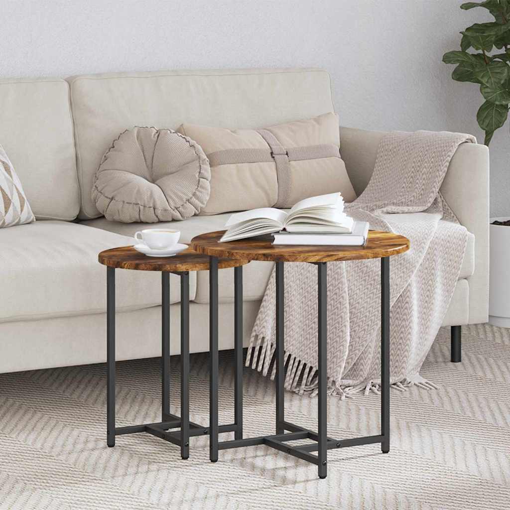 Set măsuțe laterale 2 pcs Stejar afumat și Negru GartenMobel Dekor