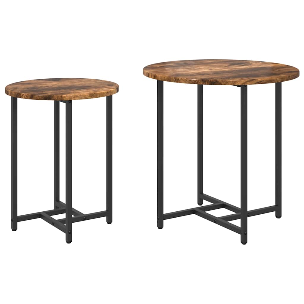 Set măsuțe laterale 2 pcs Stejar afumat și Negru GartenMobel Dekor