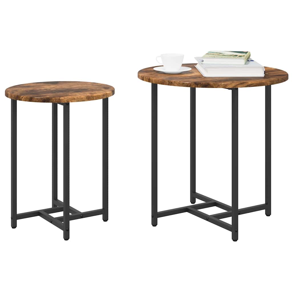 Set măsuțe laterale 2 pcs Stejar afumat și Negru GartenMobel Dekor