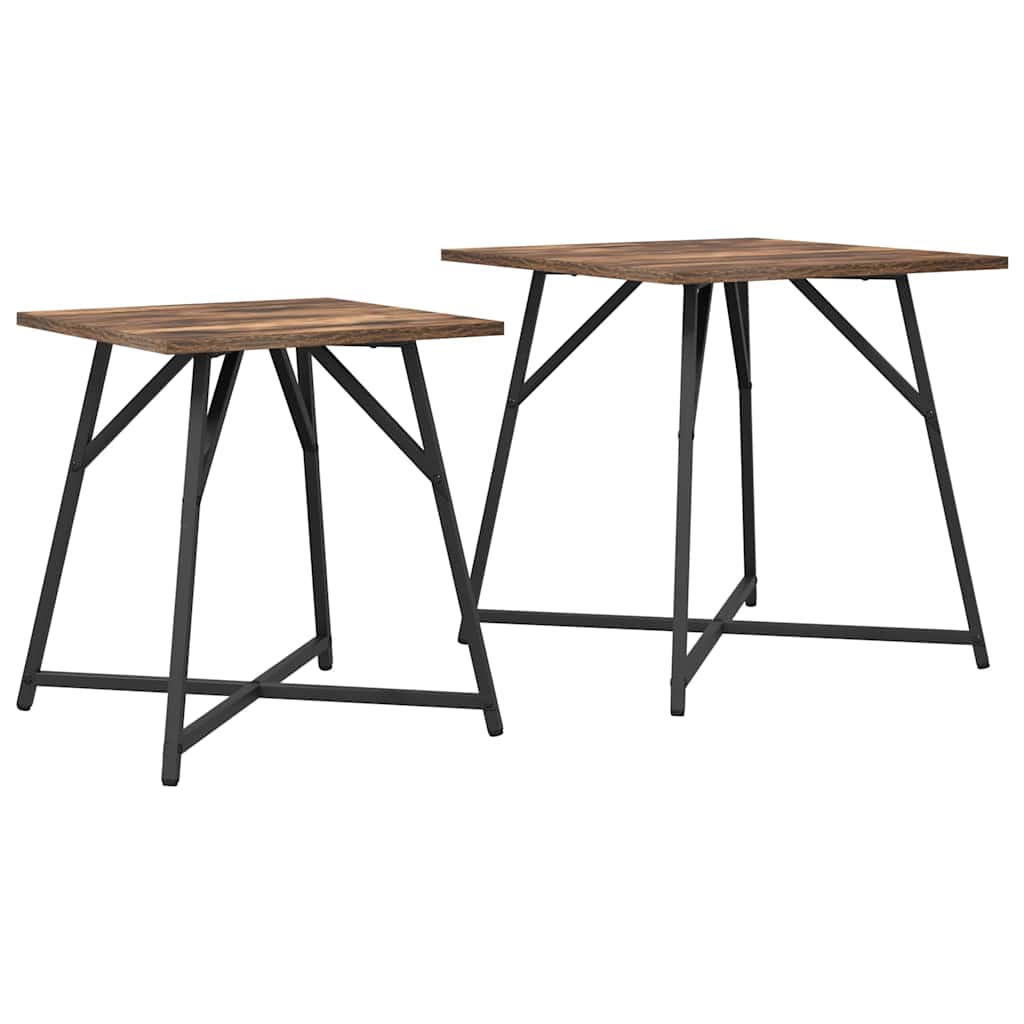 Set măsuțe laterale 2 pcs Stejar afumat și Negru GartenMobel Dekor