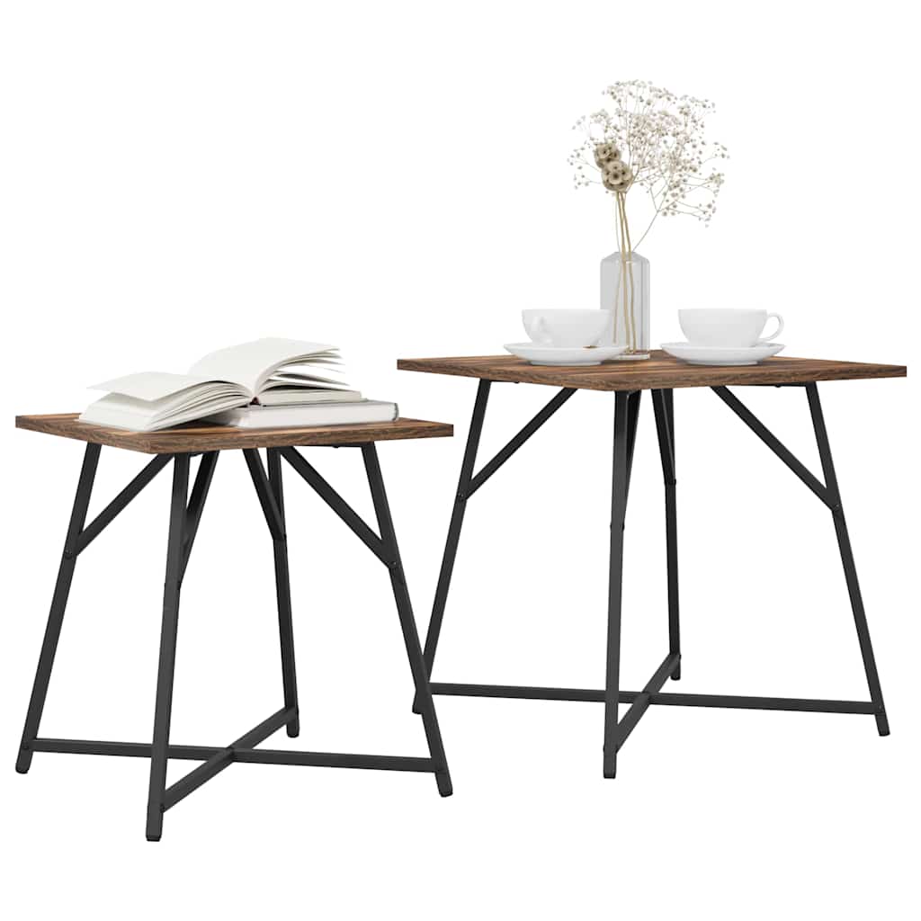 Set măsuțe laterale 2 pcs Stejar afumat și Negru GartenMobel Dekor