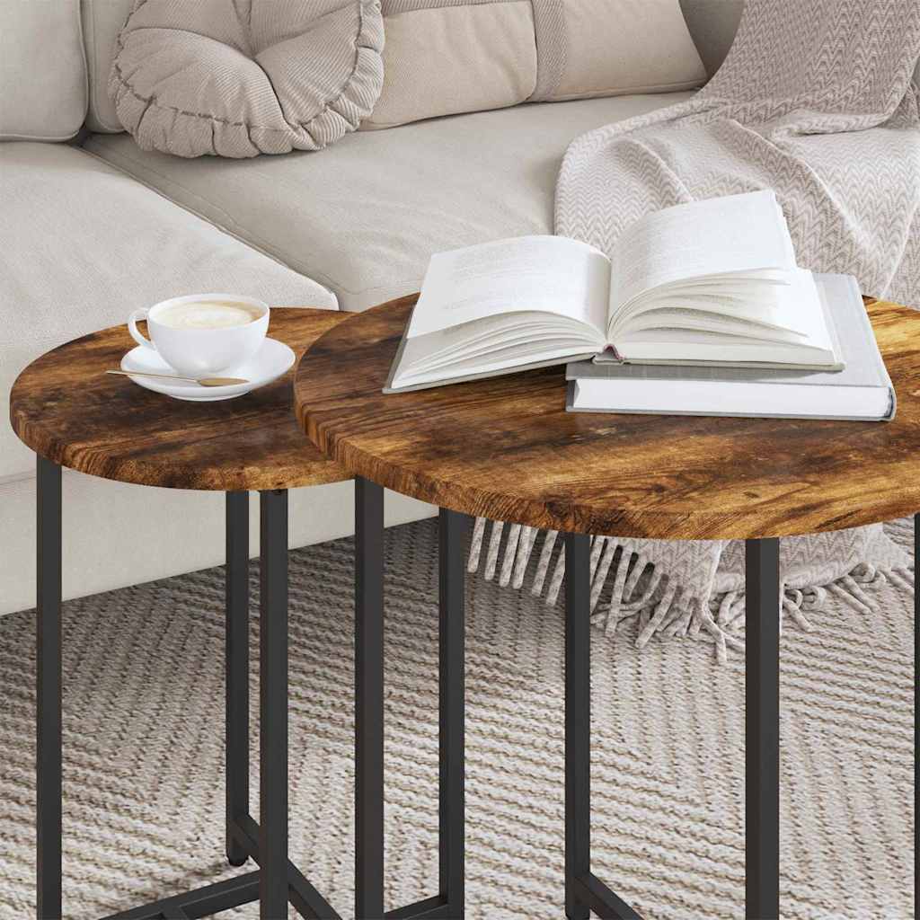 Set măsuțe laterale 2 pcs Stejar afumat și Negru GartenMobel Dekor