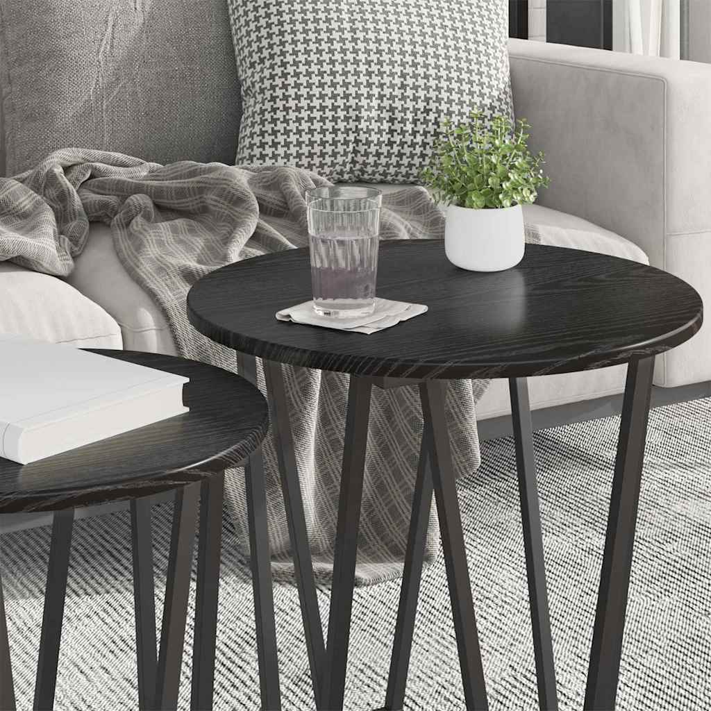 Set măsuțe laterale 2 pcs Stejar negru 50 x 50 x 50.5 cm GartenMobel Dekor