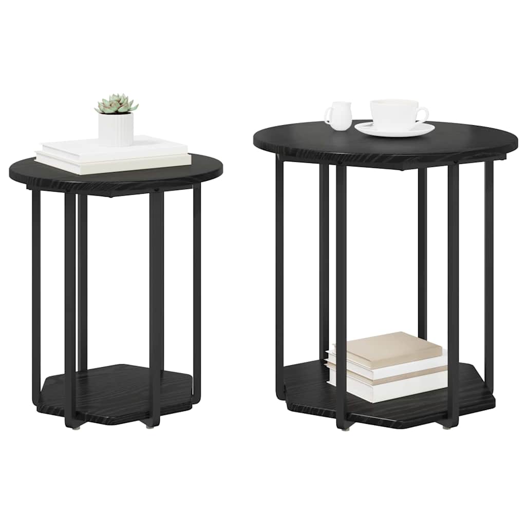 Set măsuțe laterale 2 pcs Stejar negru 50 x 50 x 50.5 cm GartenMobel Dekor