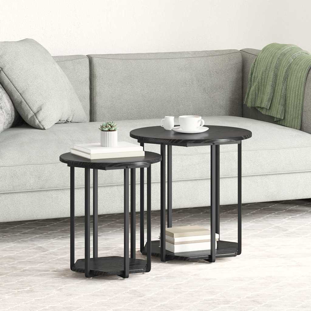 Set măsuțe laterale 2 pcs Stejar negru 50 x 50 x 50.5 cm GartenMobel Dekor