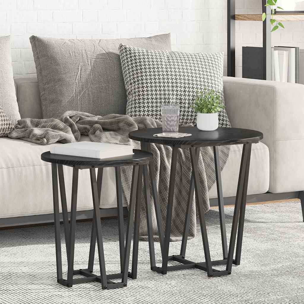 Set măsuțe laterale 2 pcs Stejar negru 50 x 50 x 50.5 cm GartenMobel Dekor