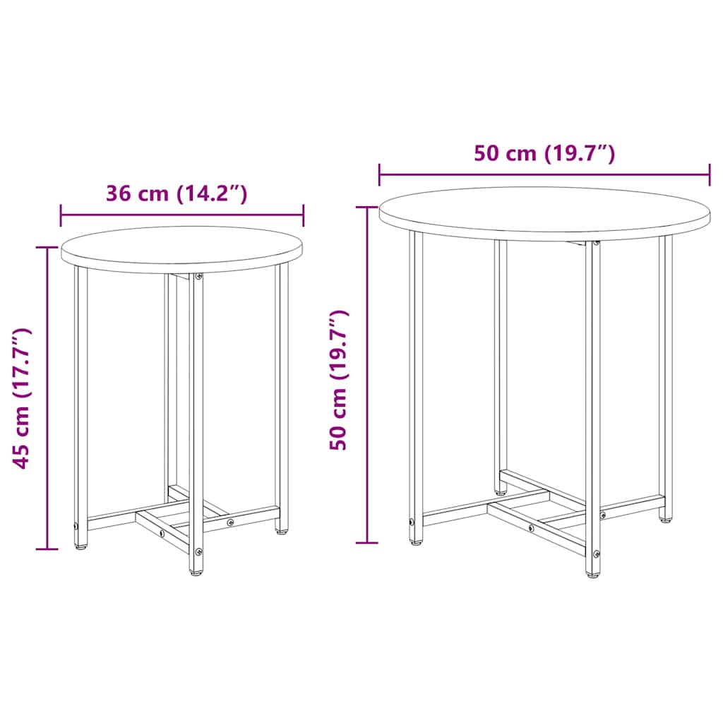 Set măsuțe laterale 2 pcs Stejar negru 50 x 50 x 50 cm GartenMobel Dekor
