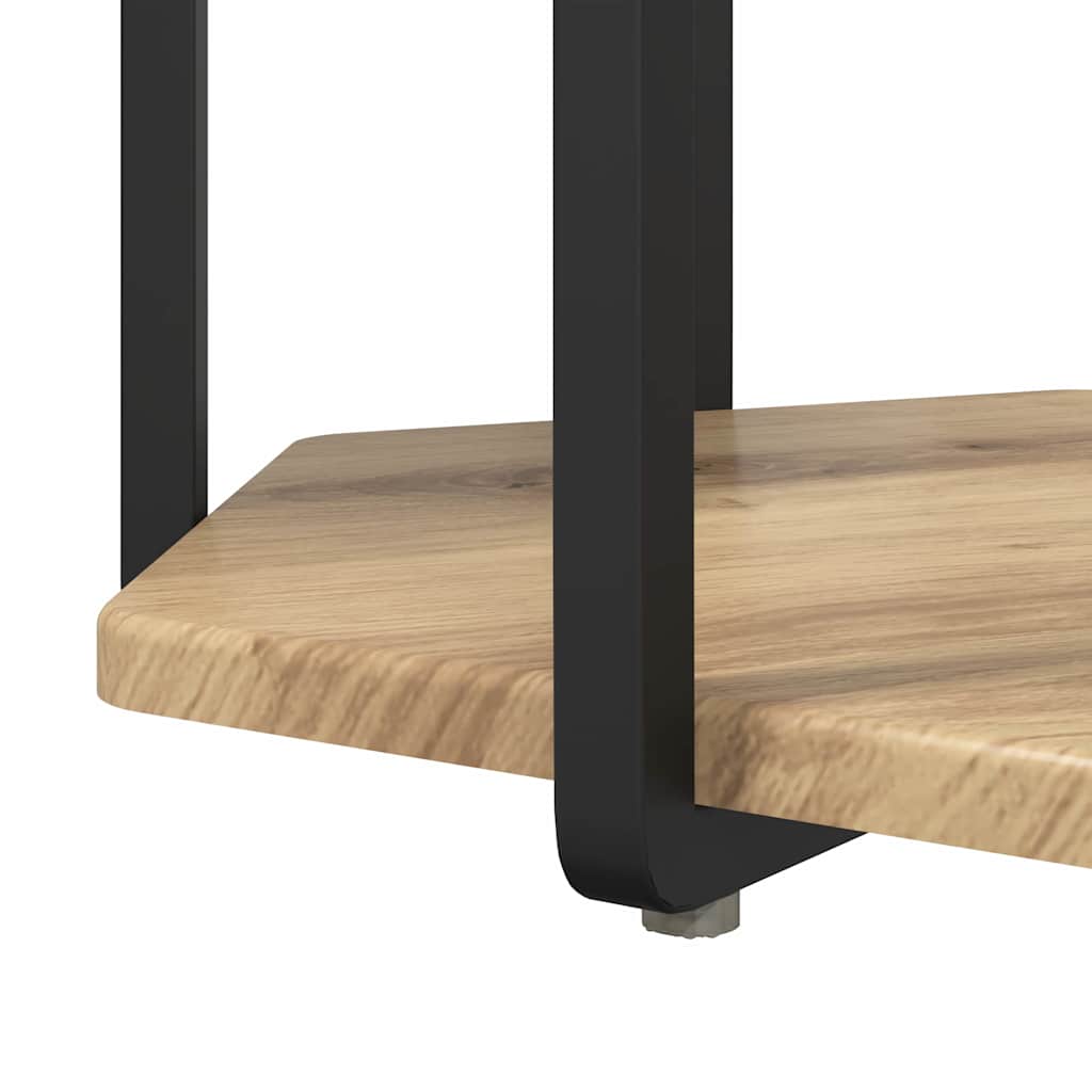 Set măsuțe laterale cu raft 2 pcs Stejar Artisan și Negru GartenMobel Dekor