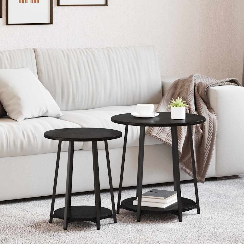 Set măsuțe laterale cu raft 2 pcs Stejar negru 50 x 50 x 51 cm GartenMobel Dekor