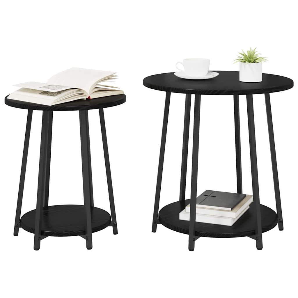 Set măsuțe laterale cu raft 2 pcs Stejar negru 50 x 50 x 51 cm GartenMobel Dekor