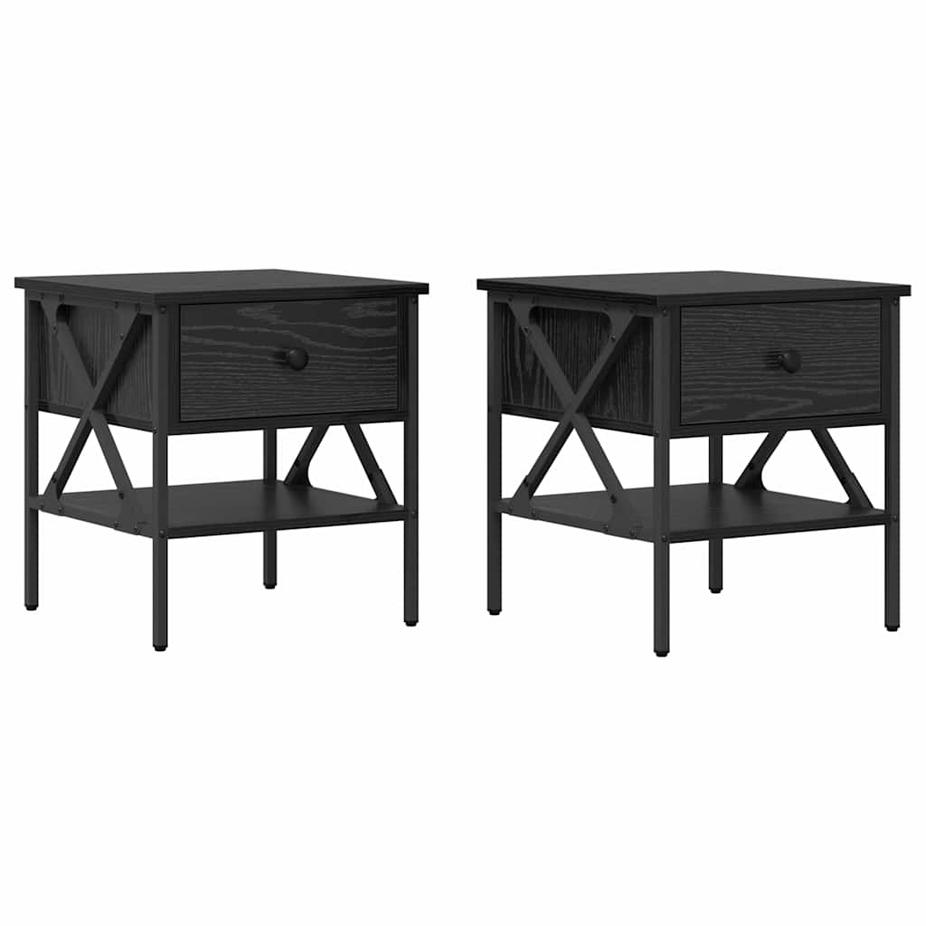 Cabinet de Noptieră 2 pcs Stejar negru 40 x 42 x 45 cm GartenMobel Dekor