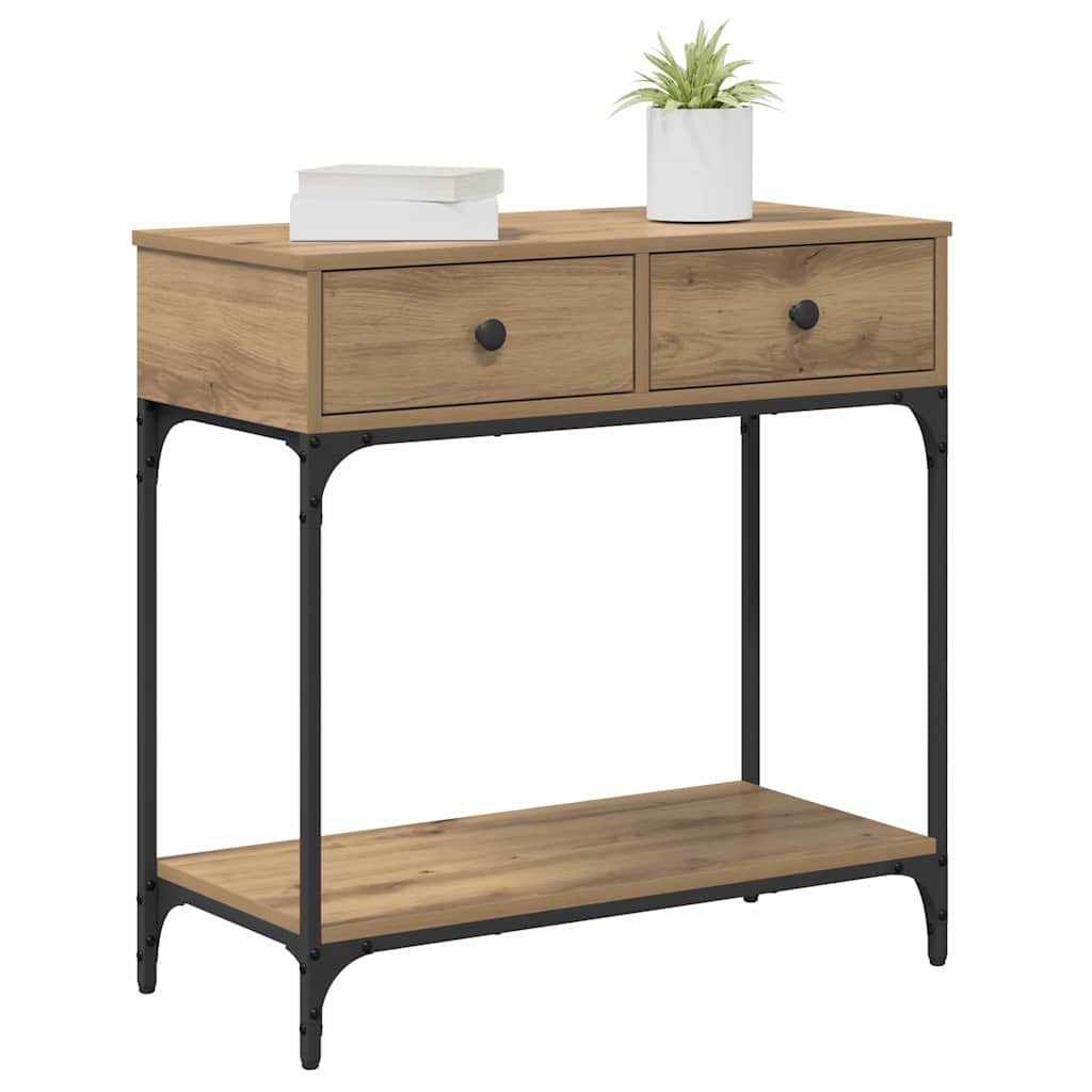 Masă de consolă cu sertar stejar artizanal 75 x 34.5 x 75 cm GartenMobel Dekor