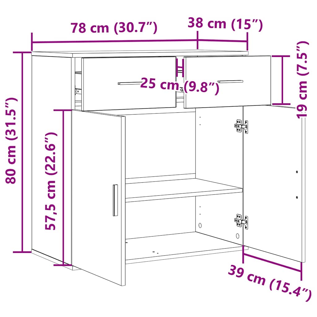 Bufet cu sertar Lemn vechi 79 x 38 x 80 cm Lemn compozit GartenMobel Dekor