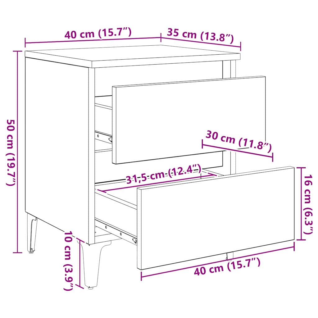 Dulap de noapte Lemn vechi 40 x 35 x 50 cm Lemn compozit GartenMobel Dekor