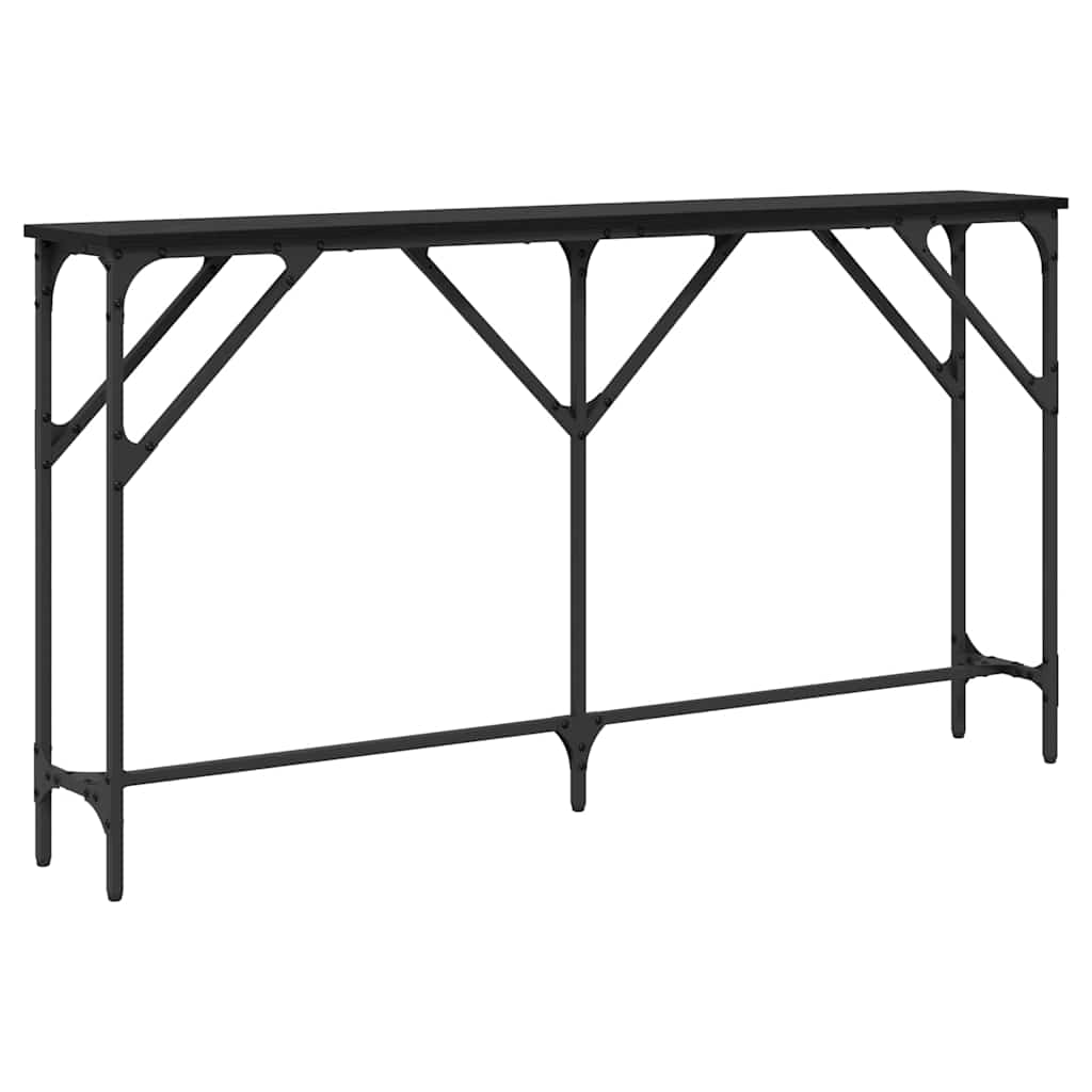 Masă console Stejar negru 140 x 23 x 75 cm Lemn compus și metal GartenMobel Dekor