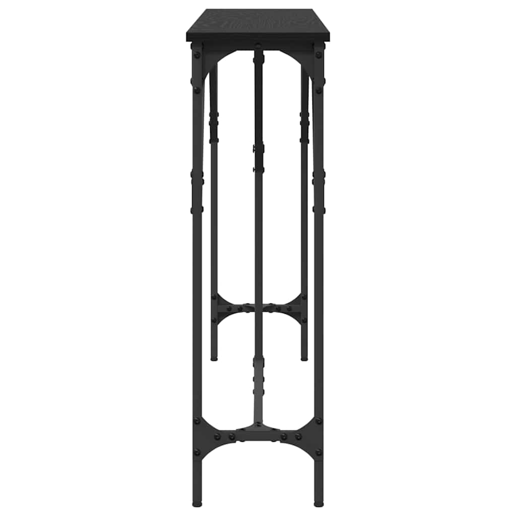 Masă console Stejar negru 140 x 23 x 75 cm Lemn compus și metal GartenMobel Dekor