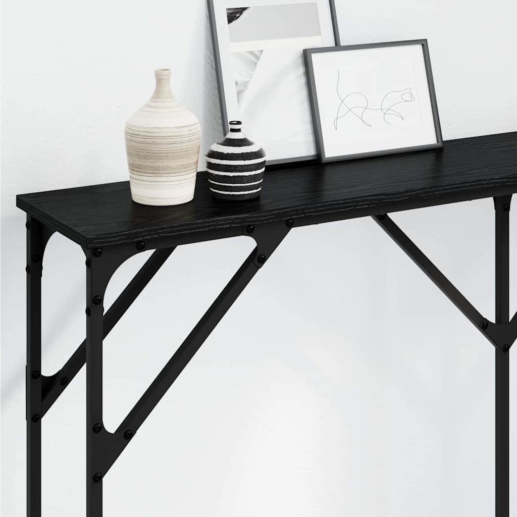 Masă console Stejar negru 140 x 23 x 75 cm Lemn compus și metal GartenMobel Dekor