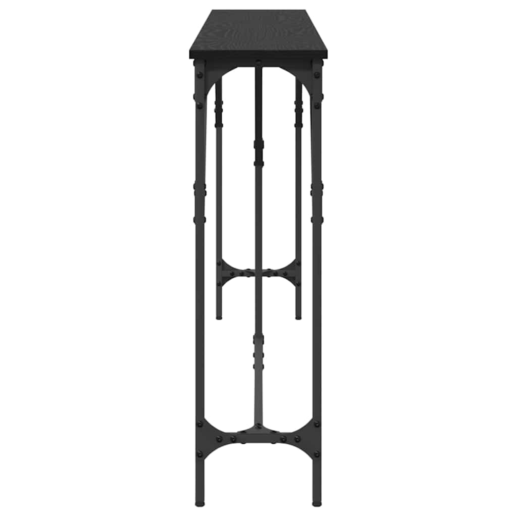 Masă console Stejar negru 180 x 23 x 75 cm Lemn compus și metal GartenMobel Dekor