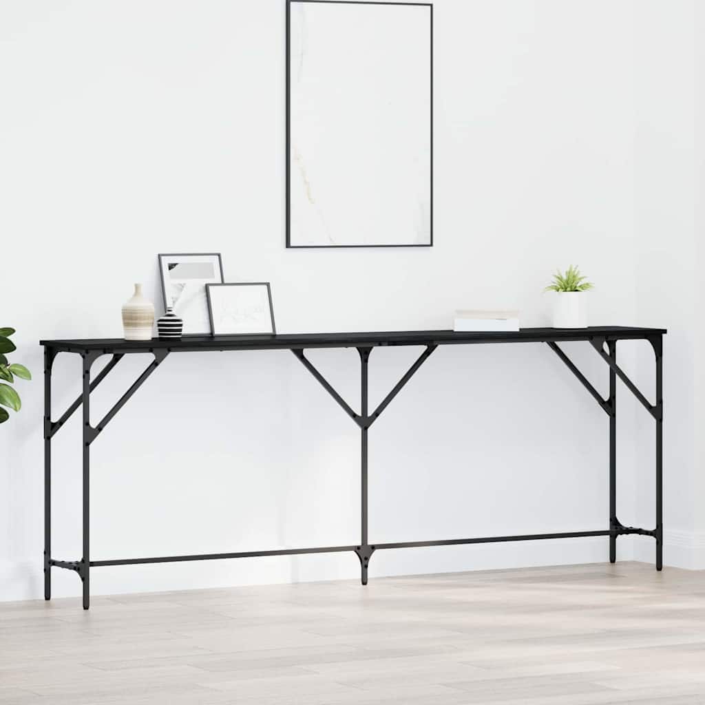 Masă console Stejar negru 200 x 29 x 75 cm Lemn compus și metal GartenMobel Dekor
