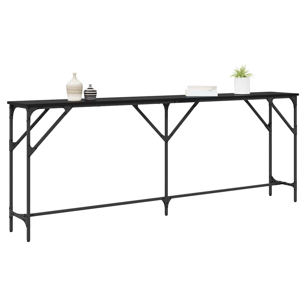 Masă console Stejar negru 200 x 29 x 75 cm Lemn compus și metal GartenMobel Dekor