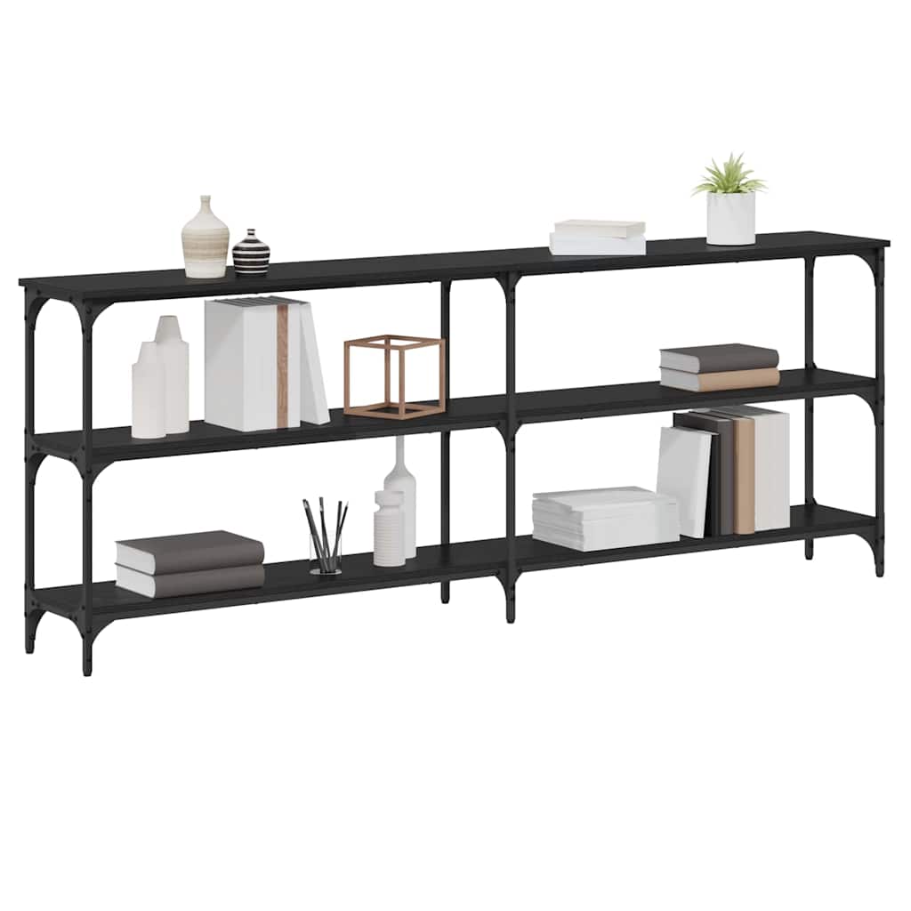 Masă de Consolă cu raft Stejar negru 200 x 29 x 75 cm GartenMobel Dekor