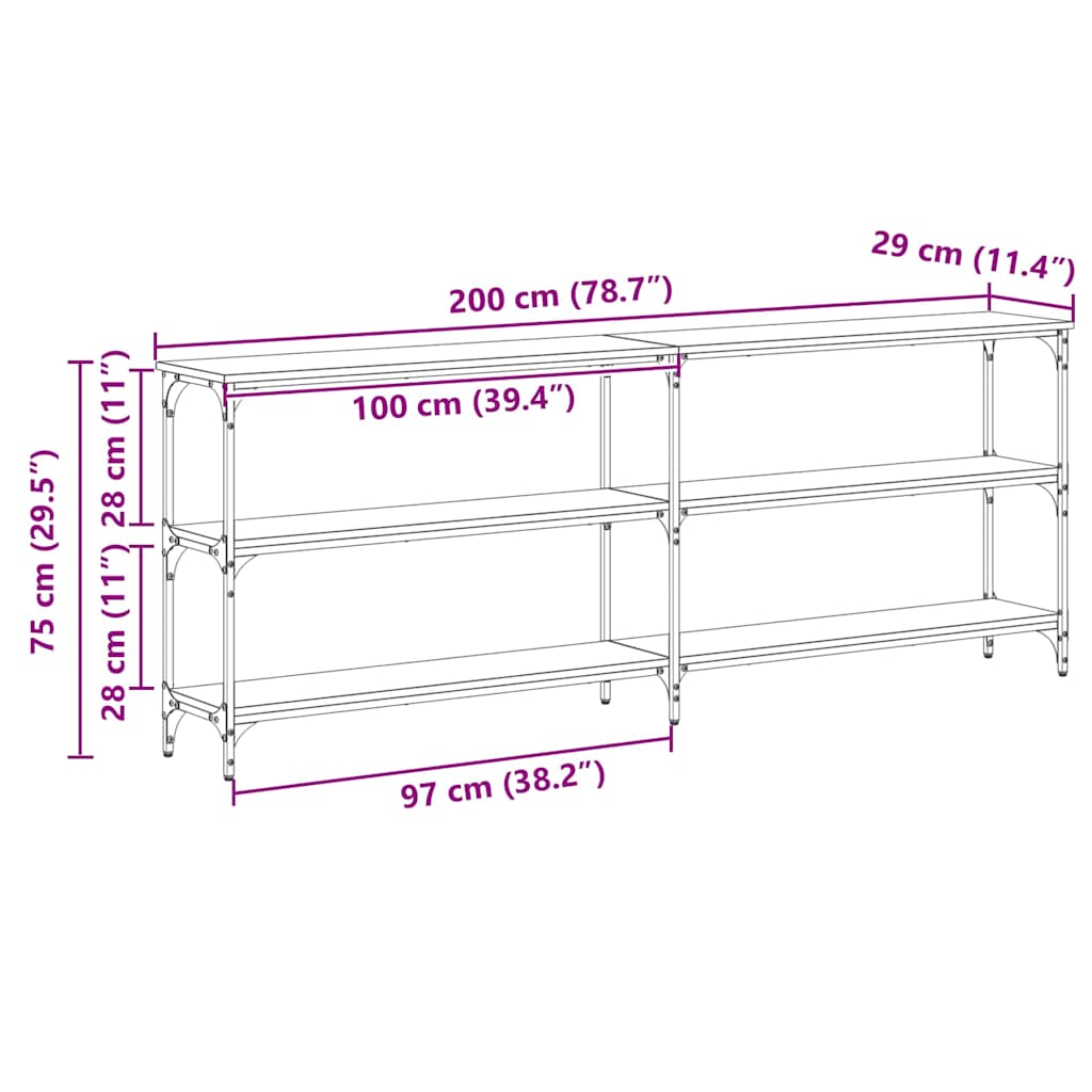 Masă de Consolă cu raft stejar artizanal 200 x 29 x 75 cm GartenMobel Dekor