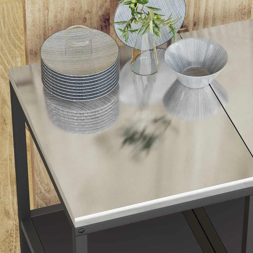 Raft de depozitare pentru bucătărie cu raft Negru Oţel GartenMobel Dekor