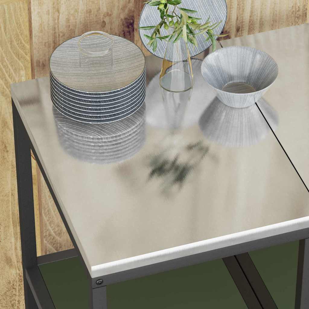 Raft de depozitare pentru bucătărie cu raft Verde oliv Oţel GartenMobel Dekor