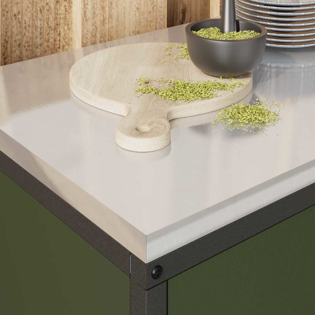 Dulap de depozitare pentru bucătărie cu raft Verde oliv Oţel GartenMobel Dekor