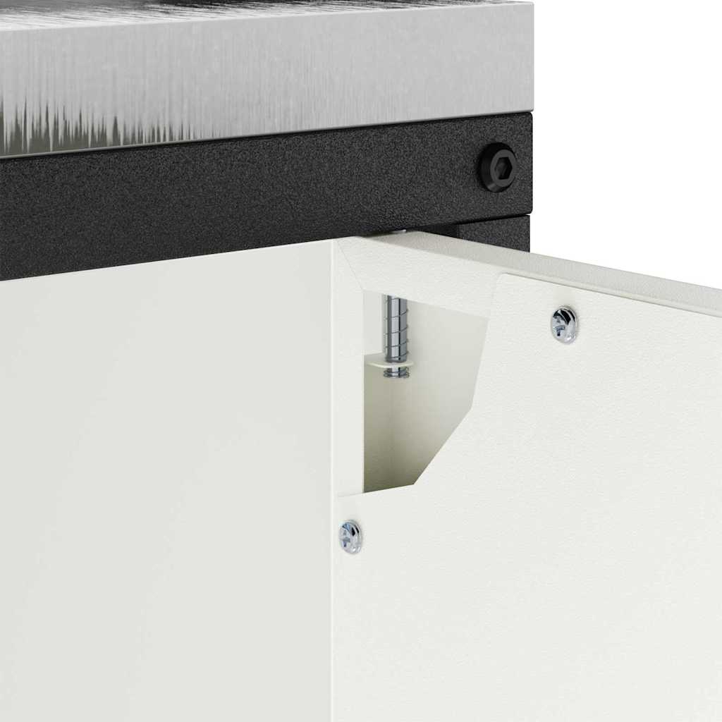 Dulap de depozitare pentru bucătărie cu raft cu ușă Alb Oţel GartenMobel Dekor