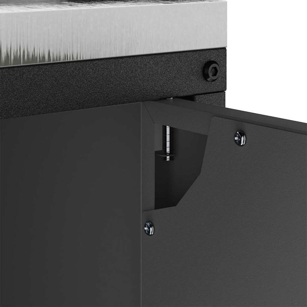 Dulap de depozitare pentru bucătărie cu raft cu ușă Negru Oţel GartenMobel Dekor