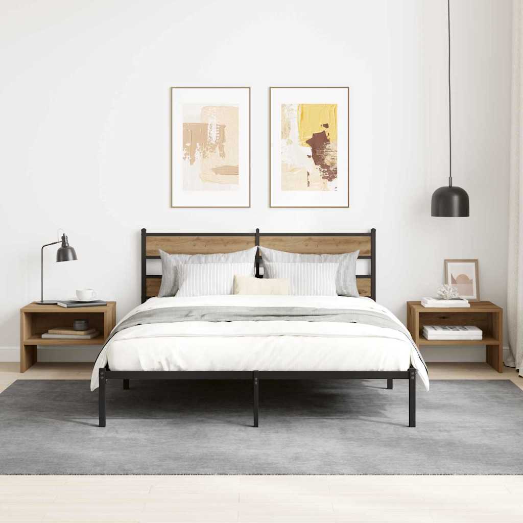 Dulap de noapte stejar artizanal 40 x 40 x 30 cm Lemn compozit GartenMobel Dekor