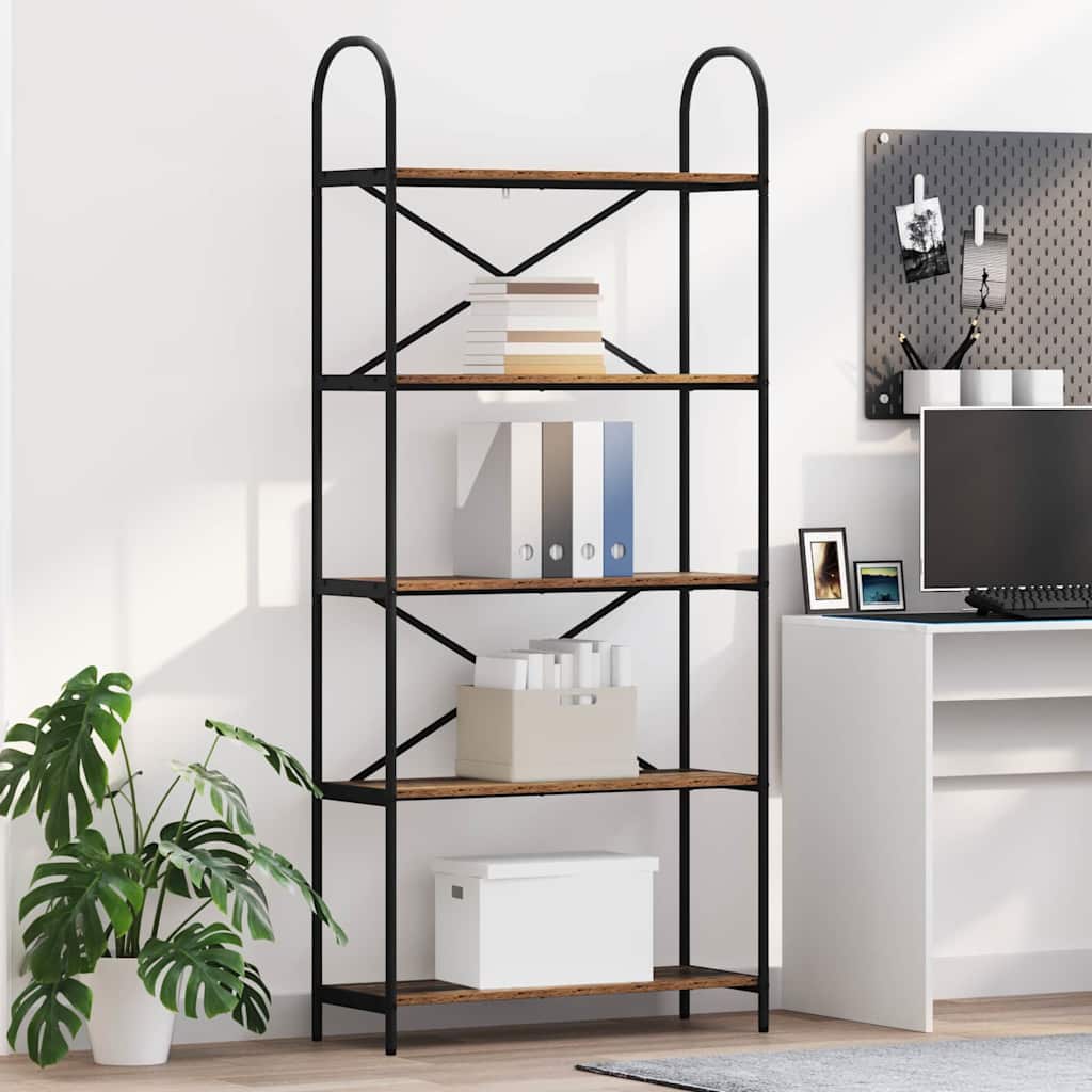 Raft pentru cărți Lemn vechi 80 x 30 x 183 cm Lemn compozit GartenMobel Dekor