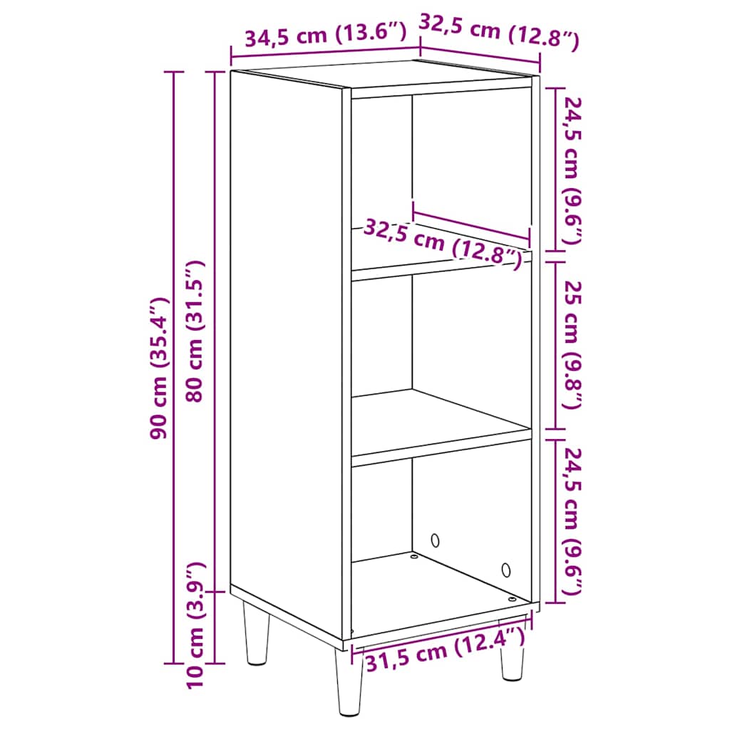 Bufet Stejar negru 32.5 x 34.5 x 90 cm Lemn compozit GartenMobel Dekor