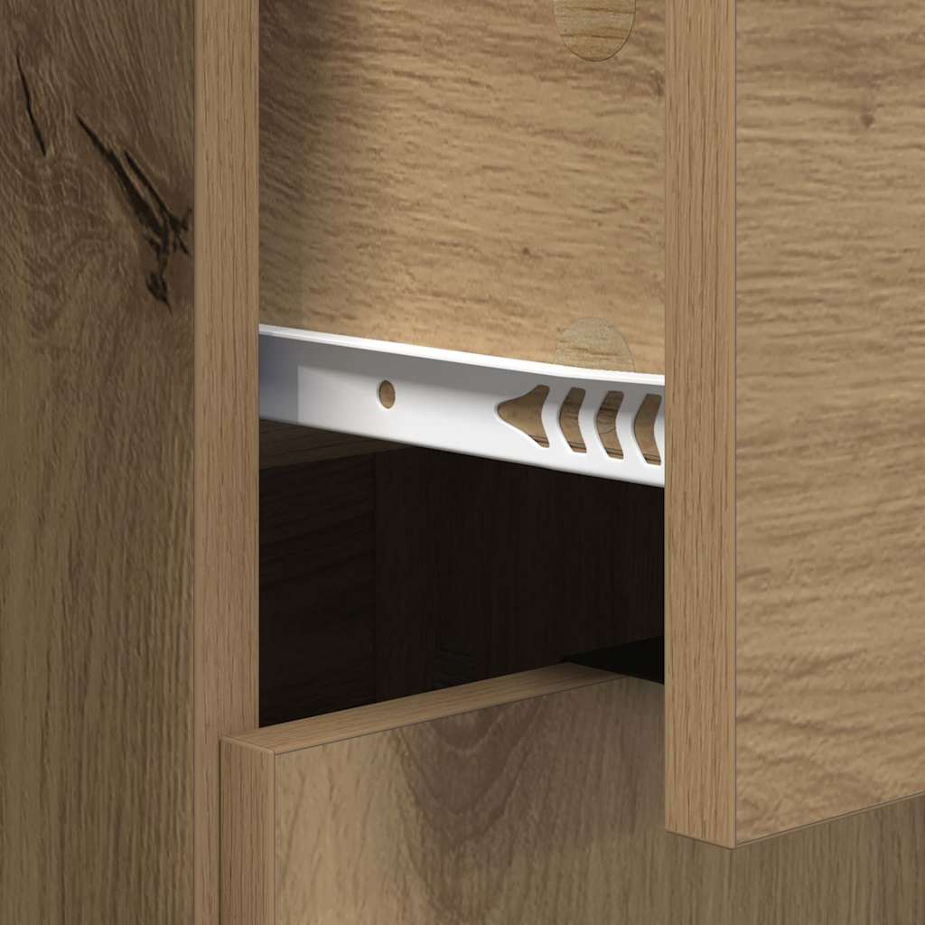 Bufet cu sertar stejar artizanal 60 x 30 x 70 cm Lemn compozit GartenMobel Dekor