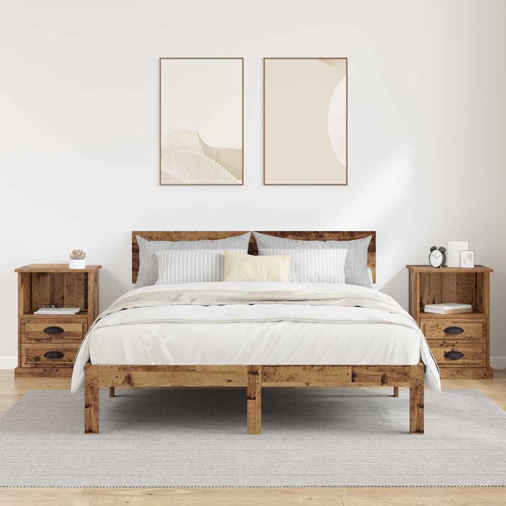 Dulap de noapte 2 pcs Lemn vechi 43 x 36 x 60 cm Lemn compozit GartenMobel Dekor