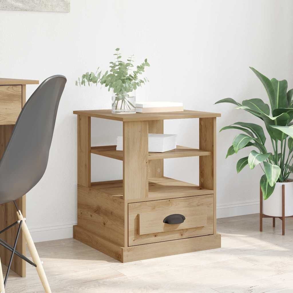 Dulap de noapte stejar artizanal 50 x 50 x 60 cm Lemn compozit GartenMobel Dekor