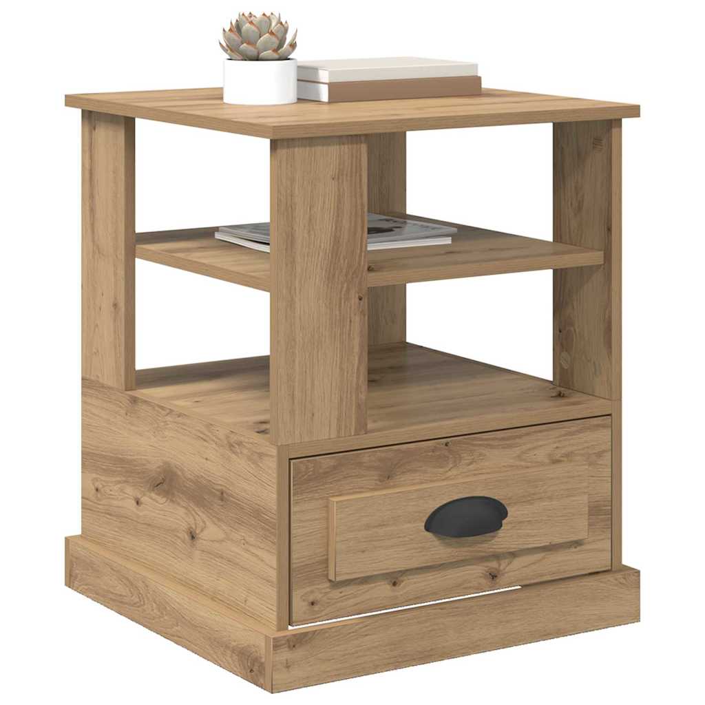 Dulap de noapte stejar artizanal 50 x 50 x 60 cm Lemn compozit GartenMobel Dekor